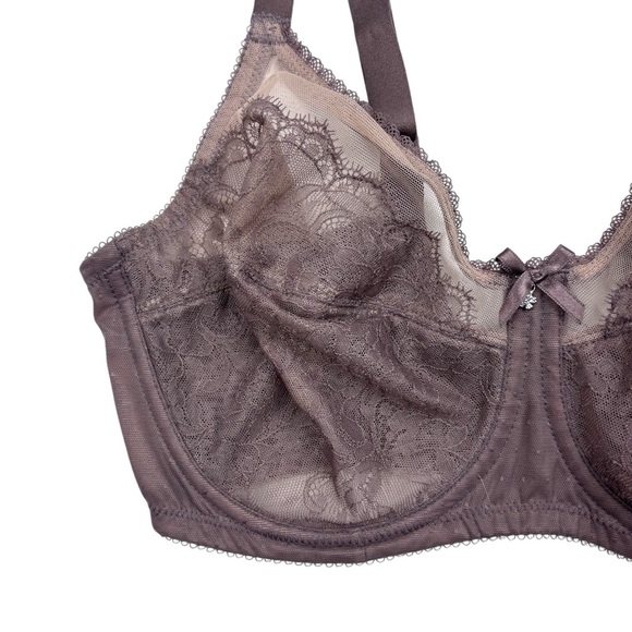WACOAL STYLE 855186 CAPPUCCINO BROWN FLORAL LACE RETRO CHIC UNLINED BRA 34DD 34E - Picture 6 of 12